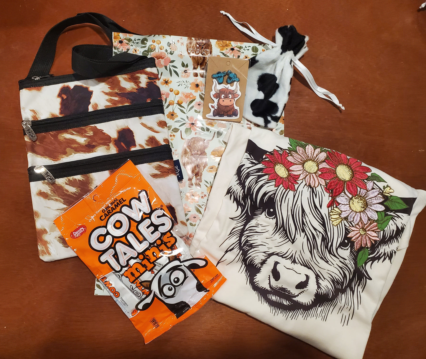 Moo Mail-Cow T-shirt, Tote, Earrings, and Treat Bundle