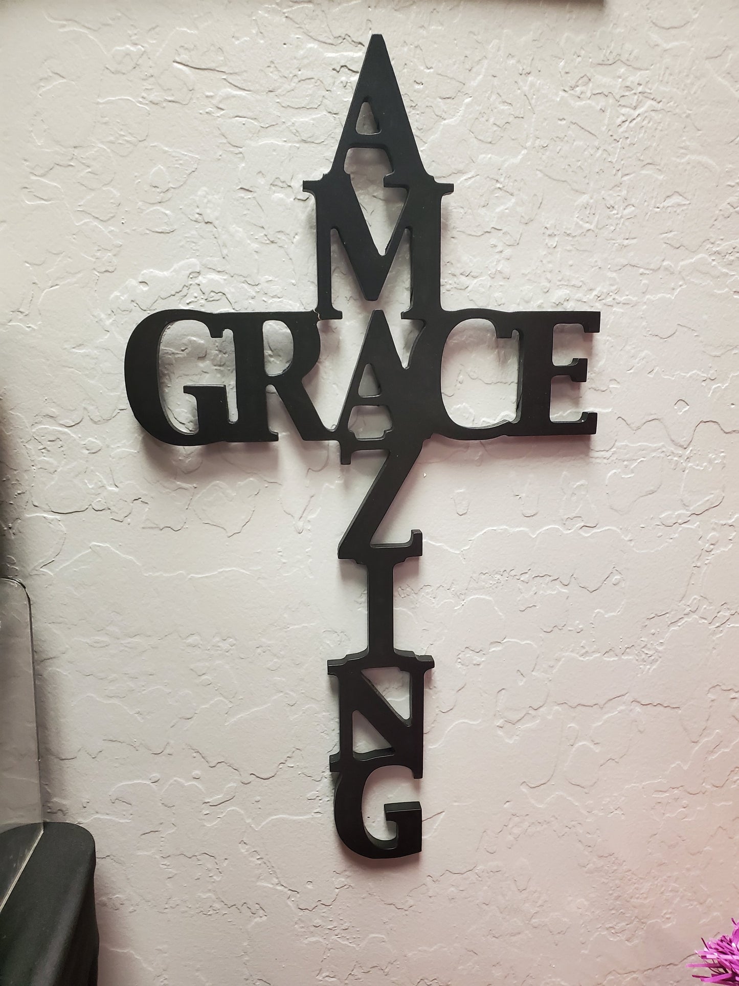 Amazing Grace Wood Cross Sign